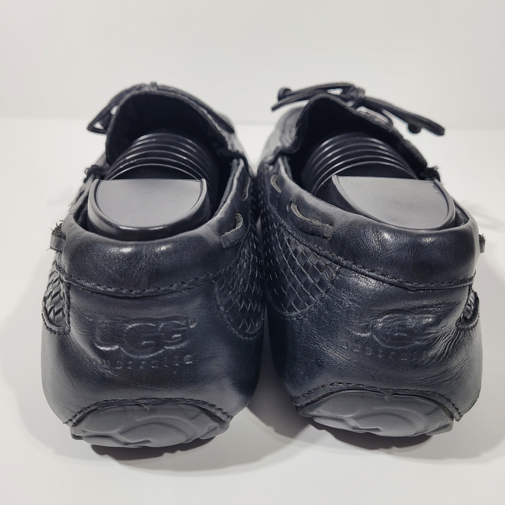 UGG Men’s Black Woven Leather Slip-On Loafers - Picture 4 of 16